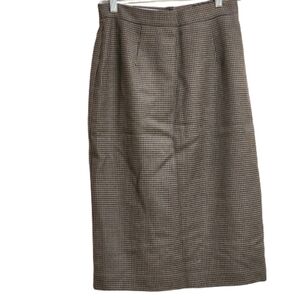 Vintage Via Moda houndstooth wool blend midi pencil skirt color tan blue size S
